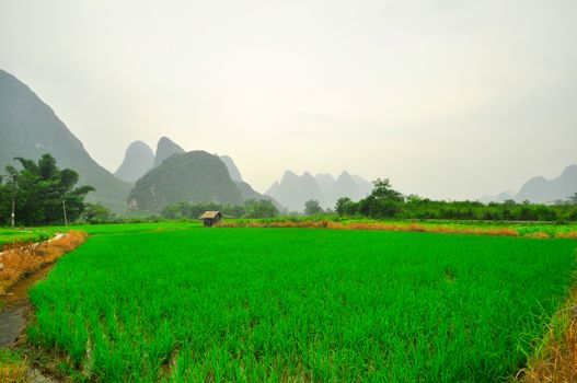 Landscape of Li River in Winter, Guilin, China - The Li River or Lijiang is a river in Guangxi Zhuang Autonomous Region, China.