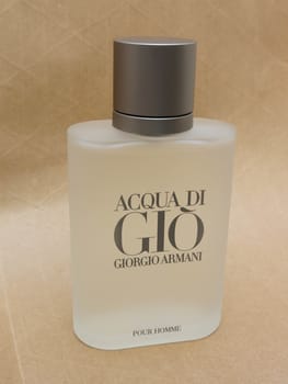 MILAN, ITALY - CIRCA MARCH 2014: Giorgio Armani, Acqua di Gio fragrance for men is one of the evergreen bestselling perfumes worldwide