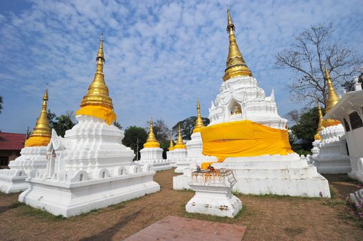 Golden Pagoda in wat jehdi shao, lumphang, thailand