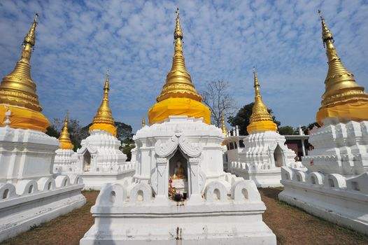 Golden Pagoda in wat jehdi shao, lumphang, thailand