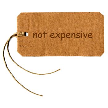  not expensive tag with string isolated over white