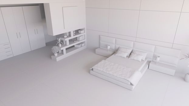 Render of a bedroom with some furniture