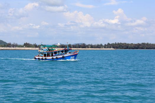 express boat on the sea with blue sky