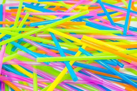 Colorful drinking straws. Focus on foreground.