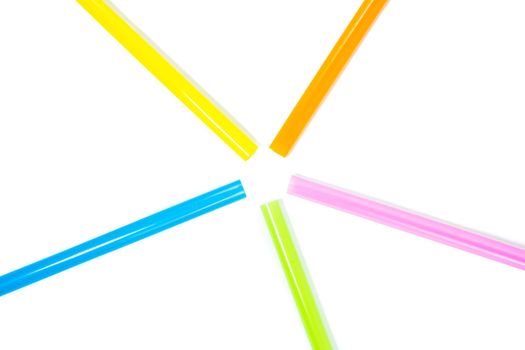 colorful drinking straws isolated on white background
