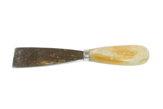 Trowel with wooden handle isolated on white background