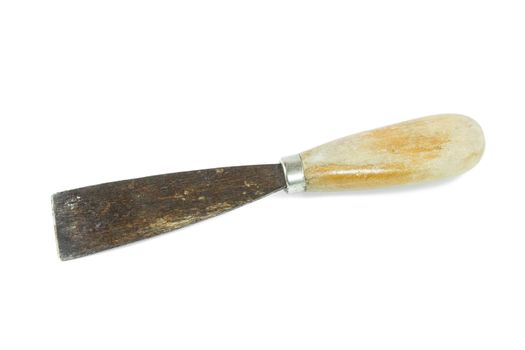 Trowel with wooden handle isolated on white background