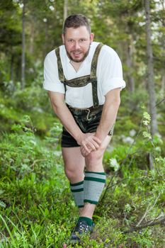 A traditional bavarian man in the nature