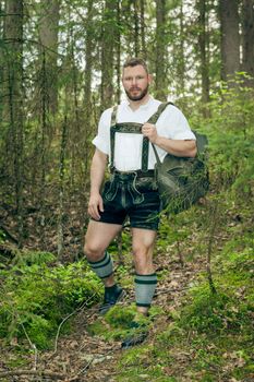 A traditional bavarian man in the nature