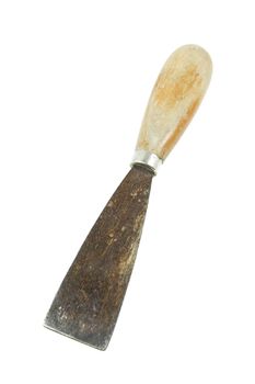 Trowel with wooden handle isolated on white background