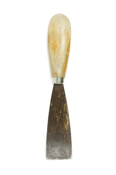 Trowel with wooden handle isolated on white background