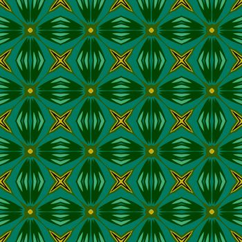 Digital computer graphic - seamless decorative ornament Ina dark - green color for design.