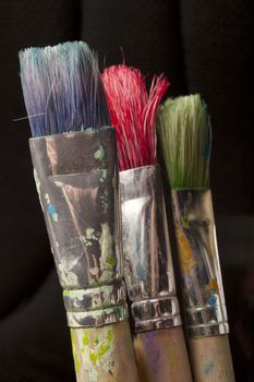 parts of paintbrushes with many color spots