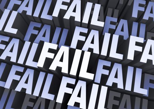 A blue gray background filled with the word "FAIL" repeated many times a different depths.