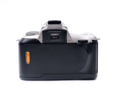 camera with 35 mm film on white background