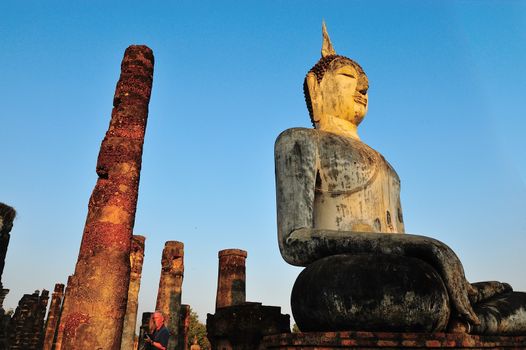 Ancient buddha statue. Sukhothai Historical Park, Sukhothai Province, Thailand