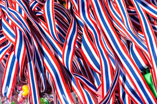 Whistle ribbon striped flag of Thailand put together.