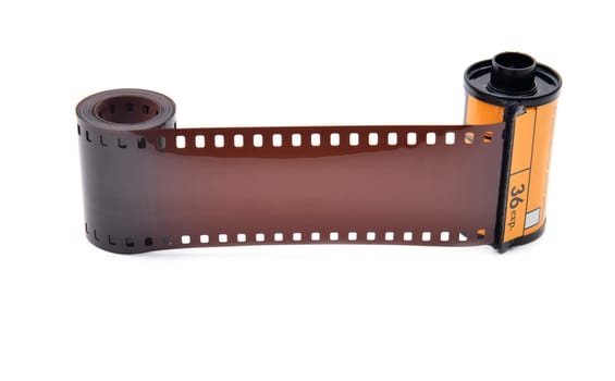 35 mm film cartridge on white background