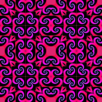 Digital computer graphic - seamless decorative ornament Ina purple colors for design.