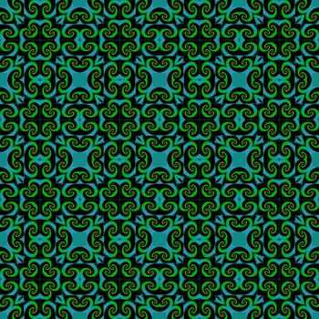 Digital computer graphic - seamless decorative ornament in a green colors for design.