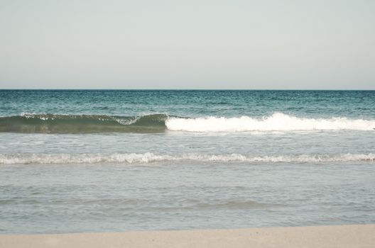 Photo of the Wavy Sea Clear Horizon
