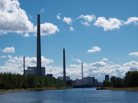 Big city urban electricity energy power station  