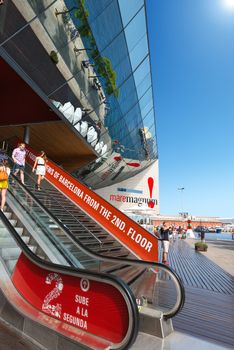 BARCELONA, SPAIN - JUN 10, 2014: Centro Comercial Maremagnum on june 10, 2014, modern and famous leisure center with shops and restaurants built at Port Vell area in Barcelona  
