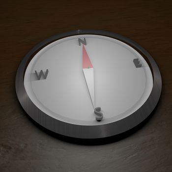 A compass over wooden background, 3d render