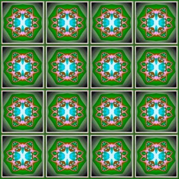 Digital computer graphic - seamless fractal pattern in a green colors for design.