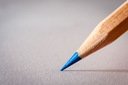 close up of a blue pencil head