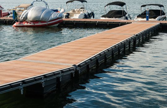 dock in sea port whit boats