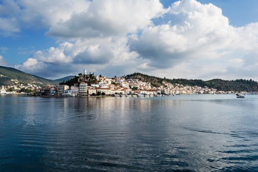 Greece, panoramic photo of the port of Poros island