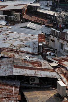 Metal Roof Top of Old Houses, Asia