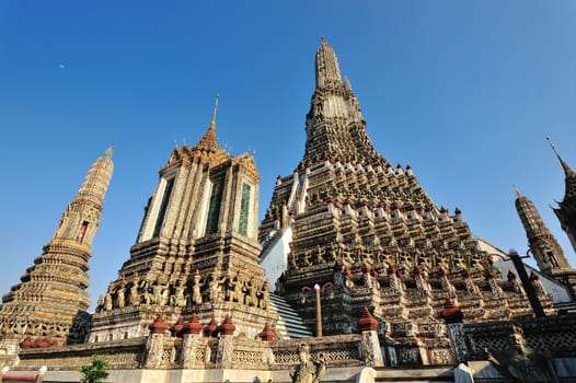 Temple Wat Arun near Chao Phraya River Bangkok Thailand