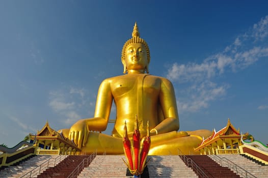 Golden Buddha statue at Wat Muang in Angthong, Thailand