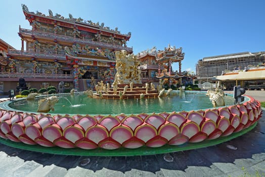 Naja statue of Chinese shrine temple, Chonburi, Thailand