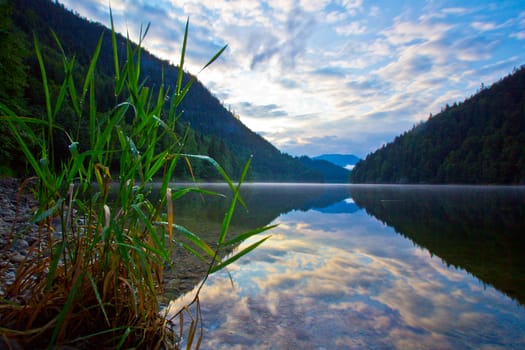 Tranquil lake in the high mountains Alps Austria