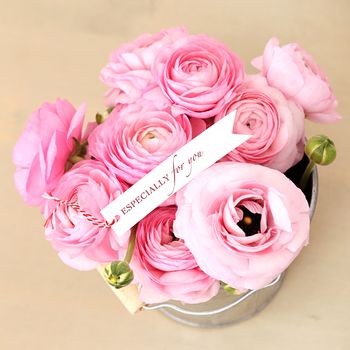 Flowers, rose. Beautiful, pink bouquet in the pot