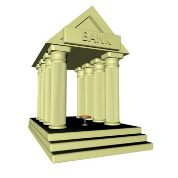 Bank in shape of greek temple, 3d render