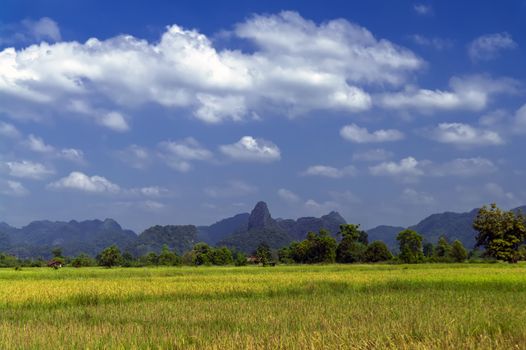 Clouds, Fields, Hills. Roads of Laos Khammouane province. 