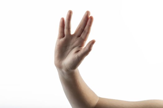 Young hands make Vulcan Salute: Long Live and Prosper