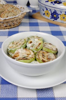 Zucchini in cream sauce with dill and garlic