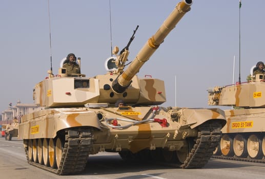 Indian Army tanks practice for the annual Republic Day Parade in New Delhi, India