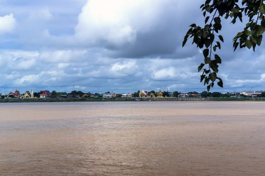 View from Laos to Thailand via Mekong River. Khammouane province. 