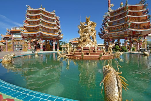 Naja statue of Chinese shrine temple, Chonburi, Thailand
