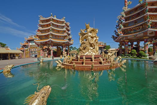 Naja statue of Chinese shrine temple, Chonburi, Thailand