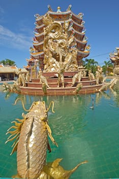 Naja statue of Chinese shrine temple, Chonburi, Thailand