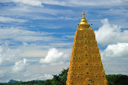 Golden Pagoda in the province of Kanchanaburi, Thailand