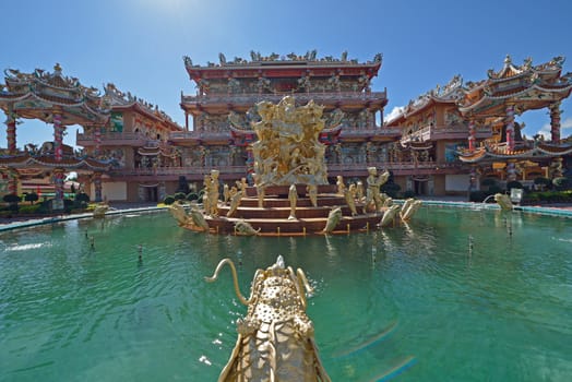 Naja statue of Chinese shrine temple, Chonburi, Thailand