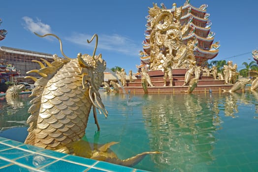 Naja statue of Chinese shrine temple, Chonburi, Thailand